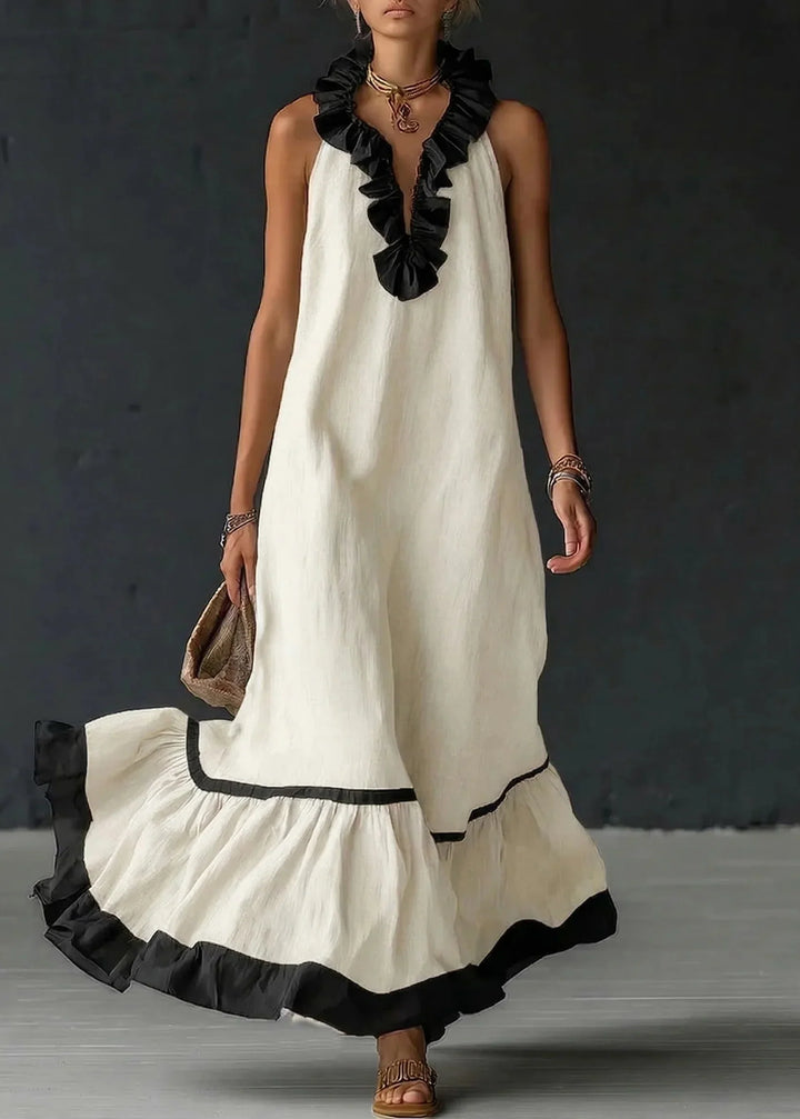 Séréna | Chic Flowing Long Ruffle Dress