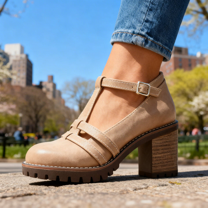 Romilly | Women's T-Strap Block Heel Loafer