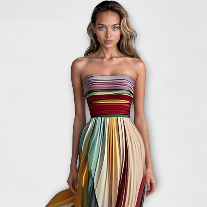 Marigold | Bold & Flowing Strapless Dress