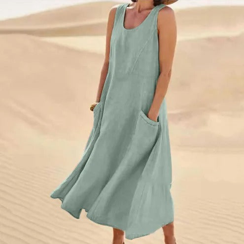 Linen dress with pockets