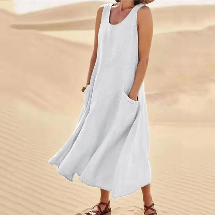 Linen dress with pockets