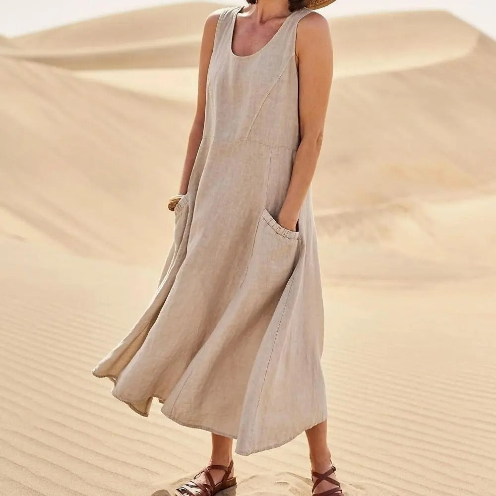 Linen dress with pockets