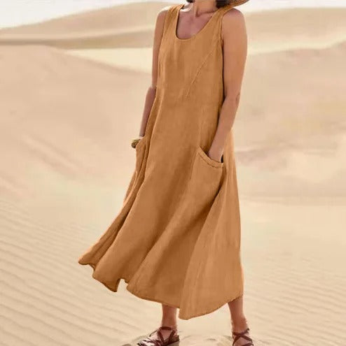 Linen dress with pockets